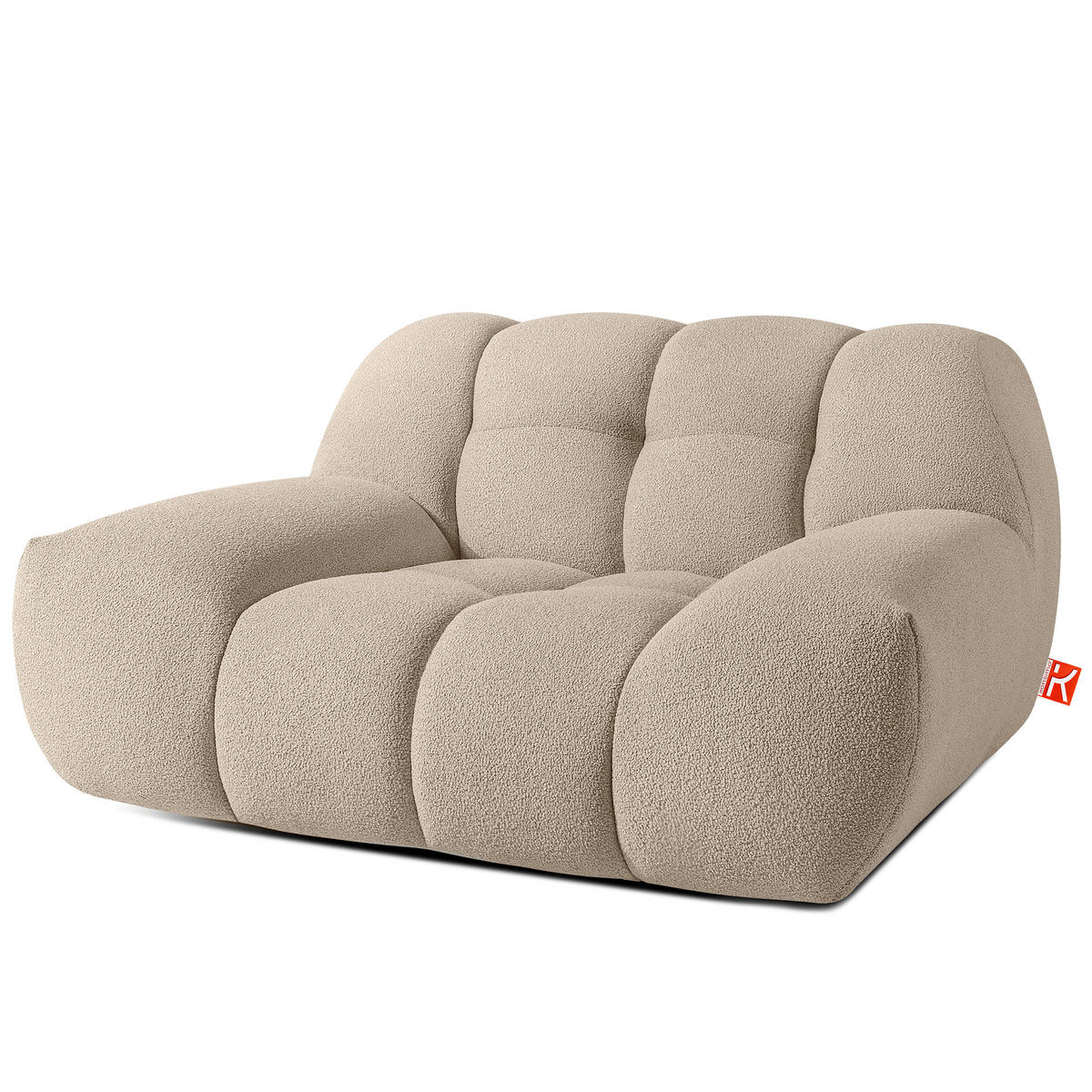 SESSEL VENA mit Pouf Bouclé, Beige - Beige, Holz/Textil (65/38/65cm) - KONSIMO®