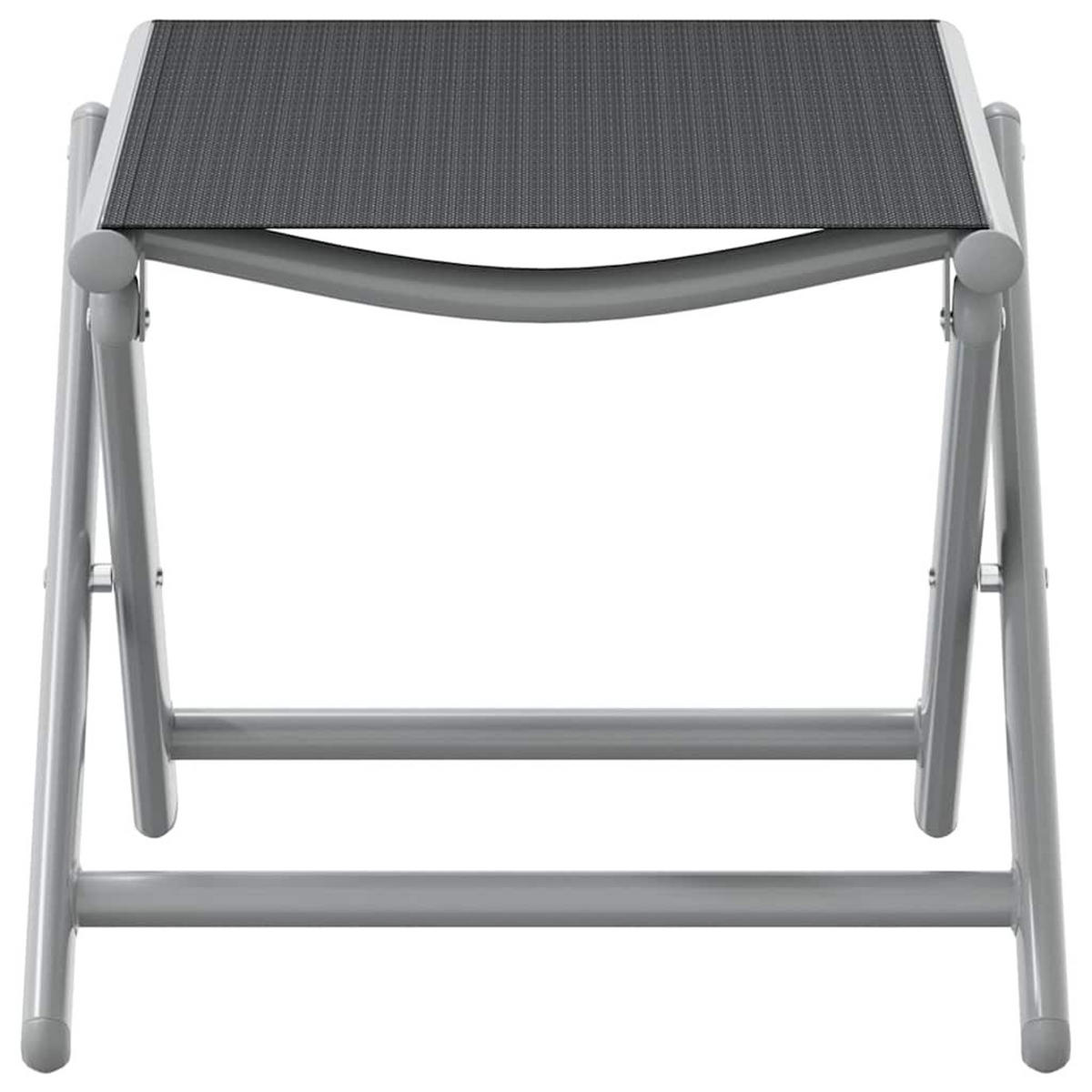 KLAPPBARE Fussstütze Schwarz Und Silbern Textilene Und Aluminium - Schwarz, Metall (50/38/41cm) - vidaXL