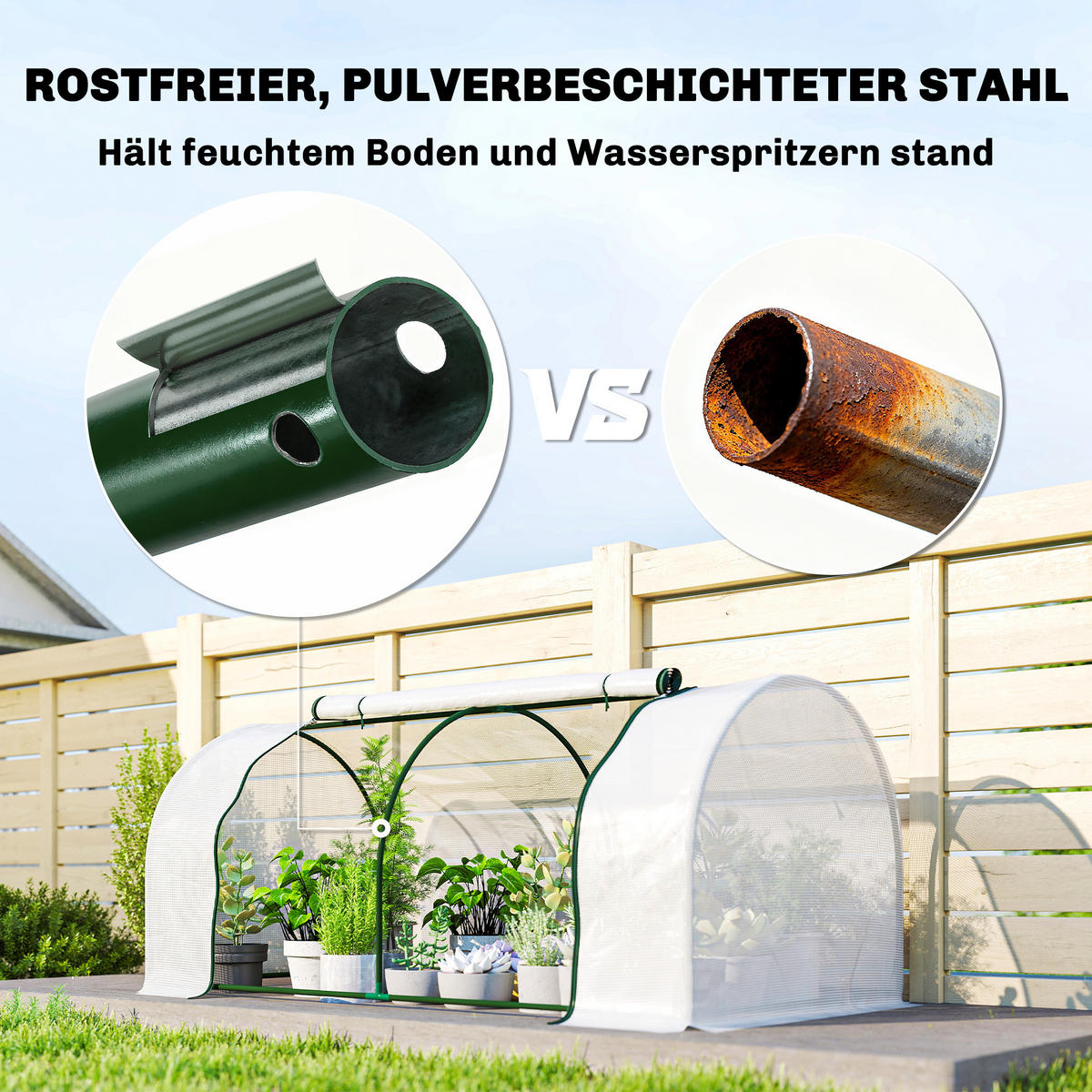 GEWÄCHSHAUS aus PE Stahl Weiß - Weiß, Metall (100/80/200cm) - Outsunny