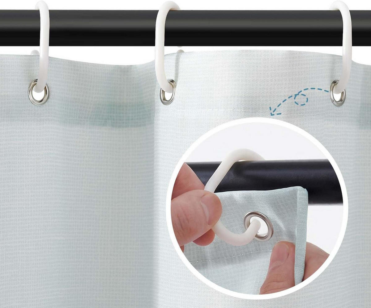 DUSCHVORHANG 180x180 cm mit 12 Haken - Blau, Textil (180/180cm) - Kaket