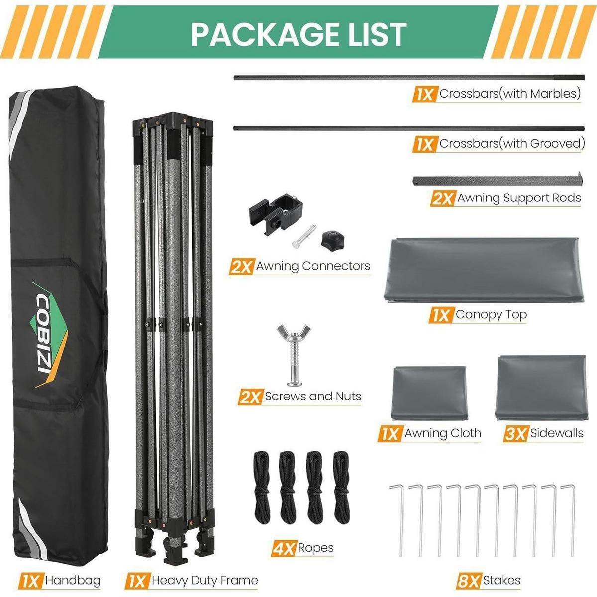PAVILLON 3 x 3 m Grau wasserdicht mit Seitenwänden Hardtop - Grau, Textil (260/300/300cm)