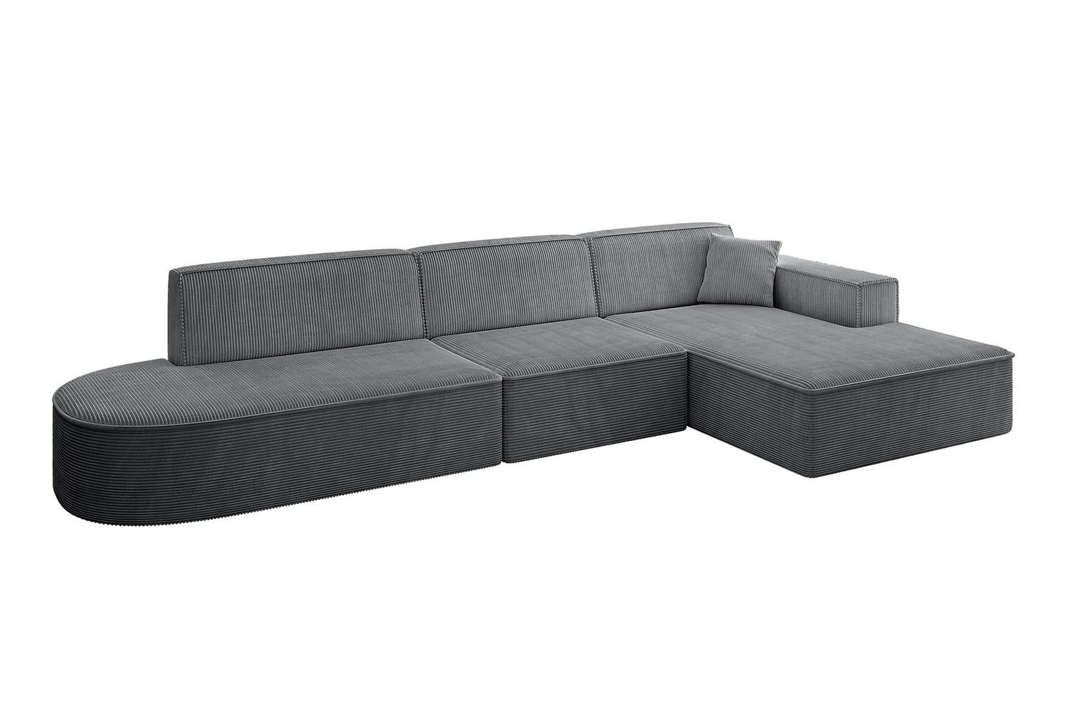 ECKSOFA Ottomane Rechts IREA-L2-v4 - 328x171x79 cm Duneklgrau - Dunkelgrau, Holzwerkstoff/Textil (171/328cm) - ALTDECOR