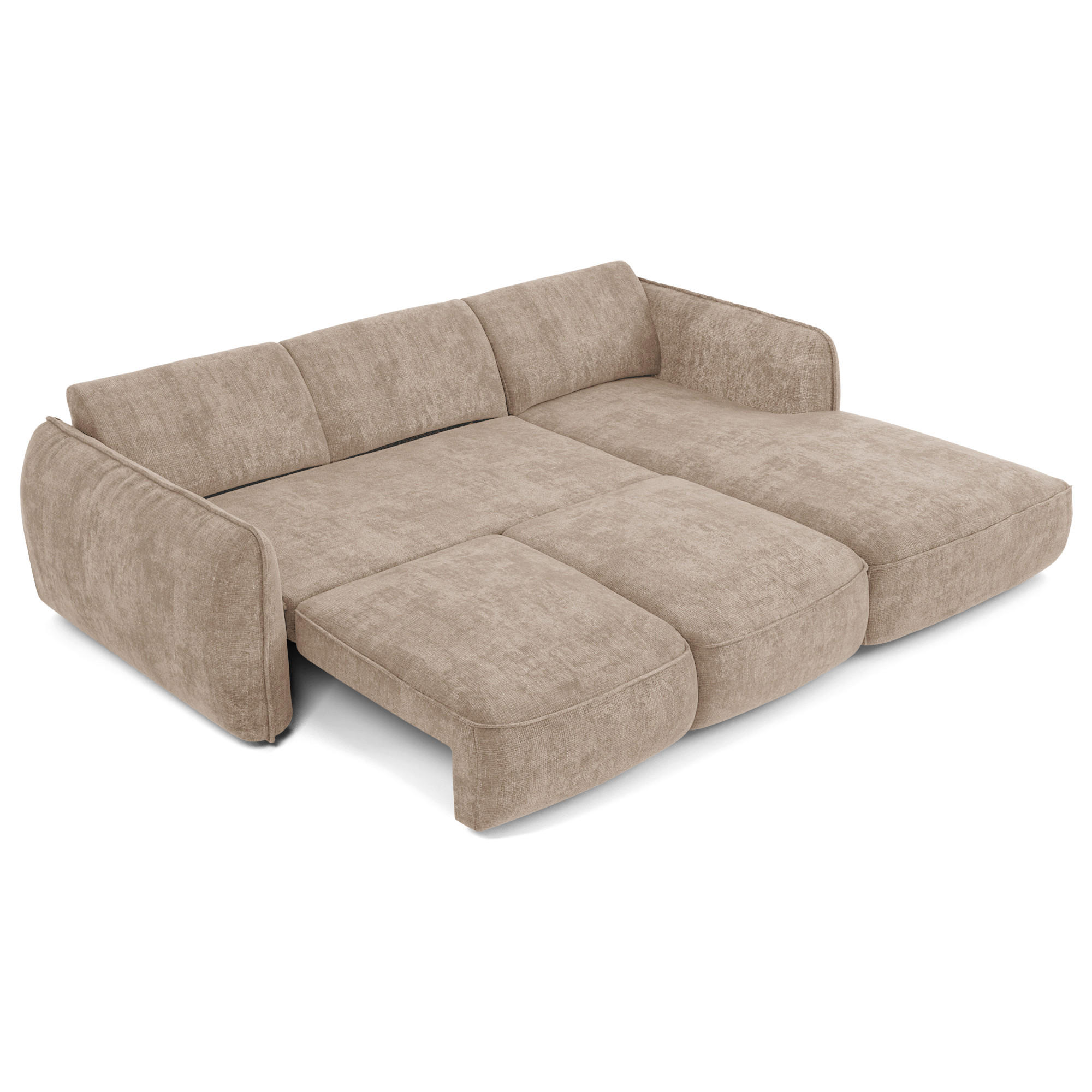 ECKSCHLAFSOFA Rastervelours 274cm - Beige, Textil (274/174cm) - Sia Home