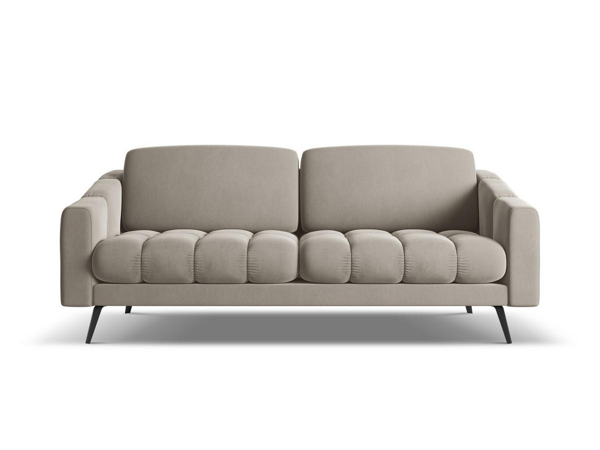 3-SITZER SOFA Samt Stoff Grau - Taupe/Schwarz, Textil/Metall (202/80/95cm) - Makamii
