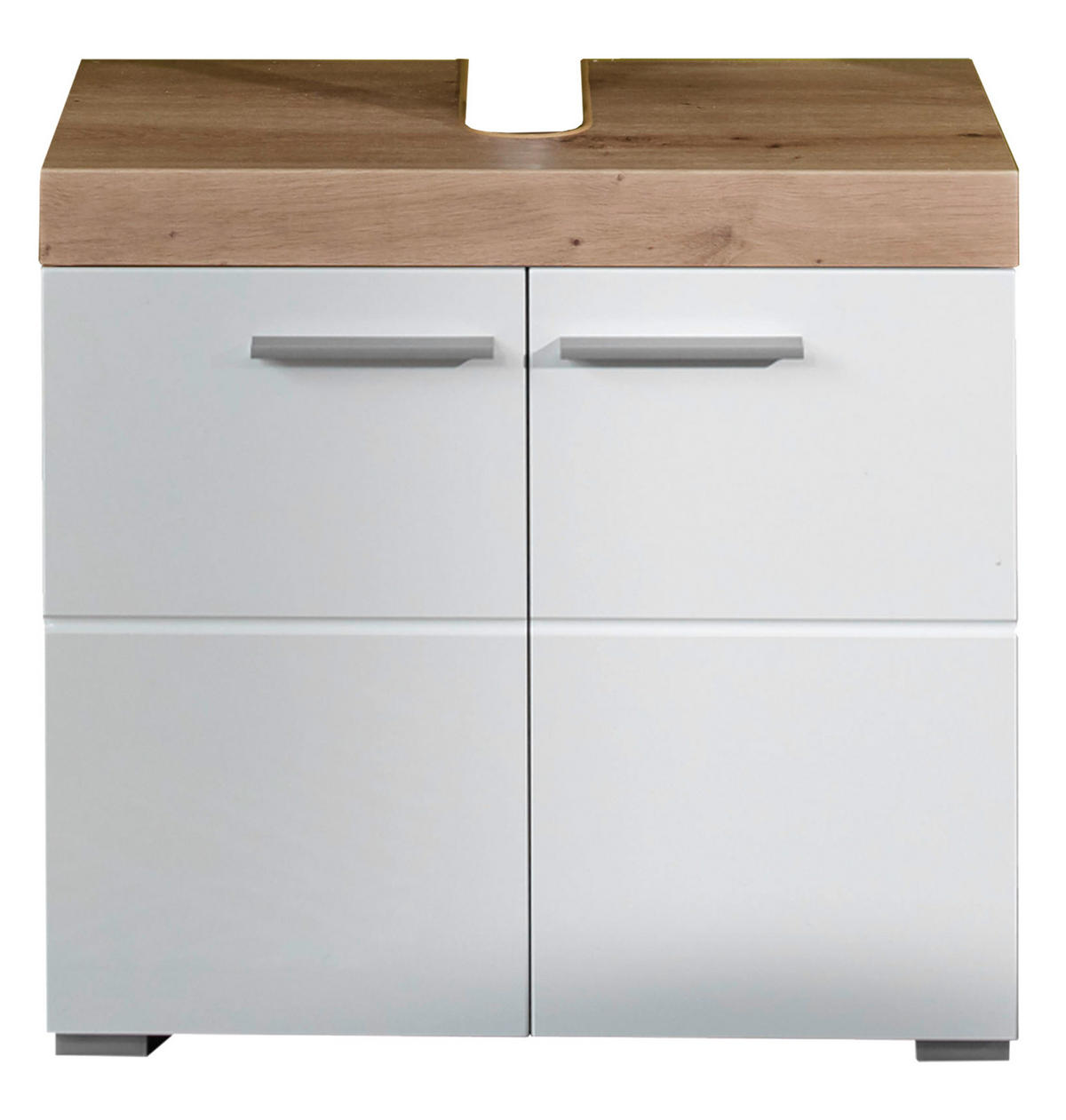 WASCHBECKENUNTERSCHRANK weiß Hochglanz, Eiche Badschrank 60 x 56 cm - Eichefarben/Weiß, Holzwerkstoff/Kunststoff (60/56/34cm) - Top.Furn
