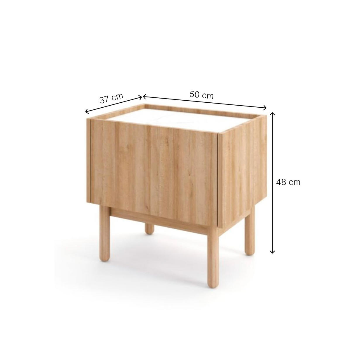 NACHTTISCH Elora 50x48x37 cm - Modern Nachtschrank zum Schlafzimmer - EIN praktischer Commode aus Spanplatten - Helle Eiche Farbe - Eichefarben, Holzwerkstoff (50/48/37cm) - Chilly