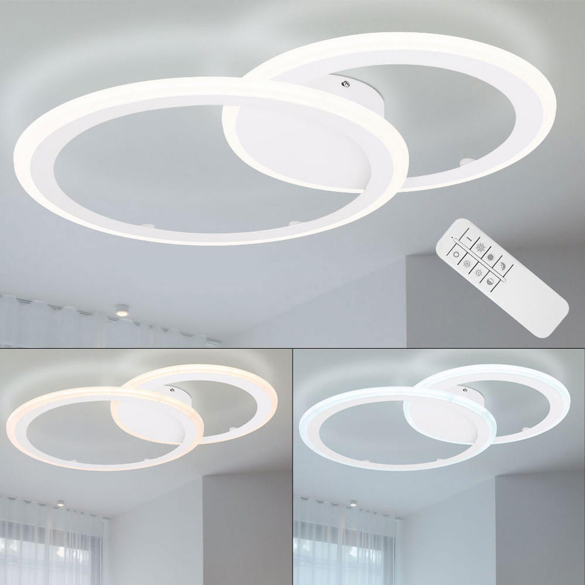 LED DECKENLEUCHTE FENNA Weiß Opal - Weiß, Metall (64.6/46.8/6cm)