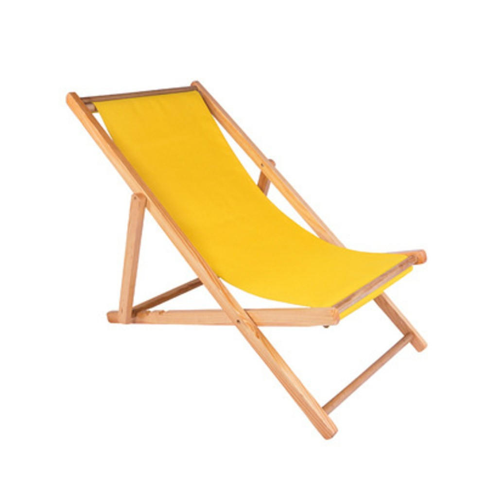 GARTENLIEGESTUHL – Massivholz und Segeltuch - Gelb, Holz (58/92/128cm)