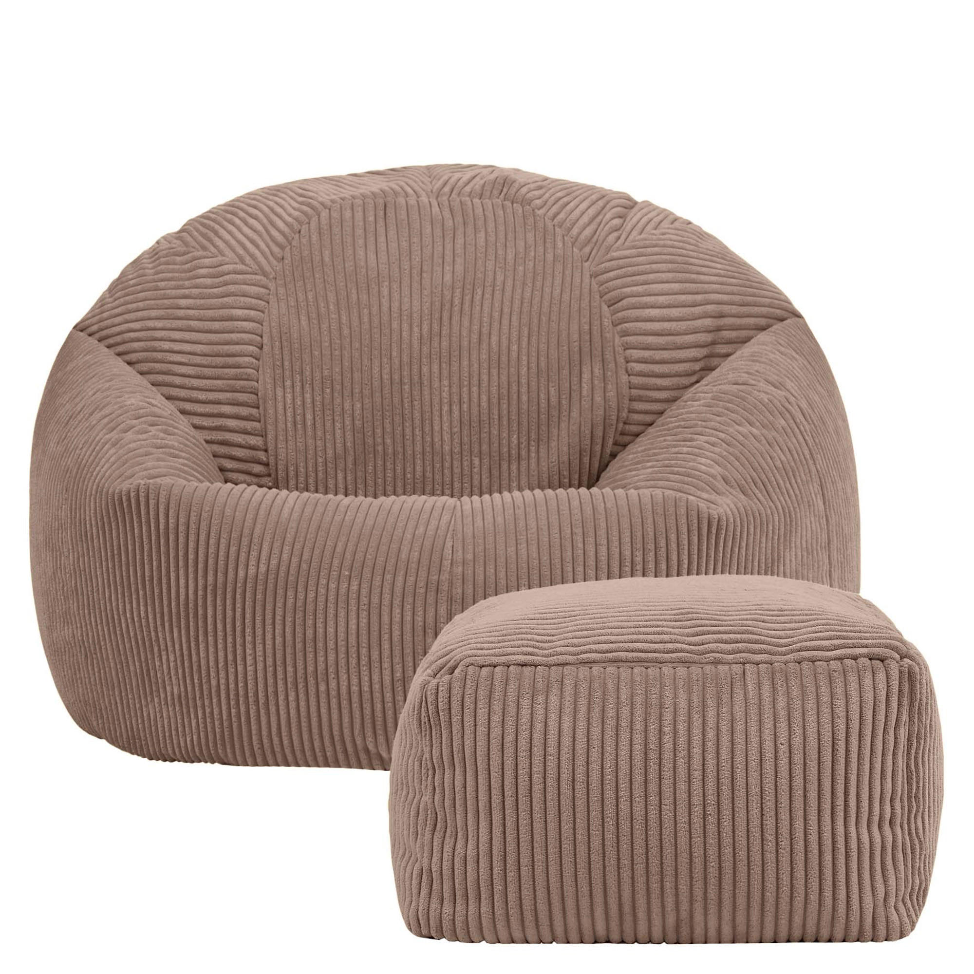 SITZSACK Klassisch + Hocker, Cord - Mokka, Kunststoff/Textil (85/50/85cm) - icon