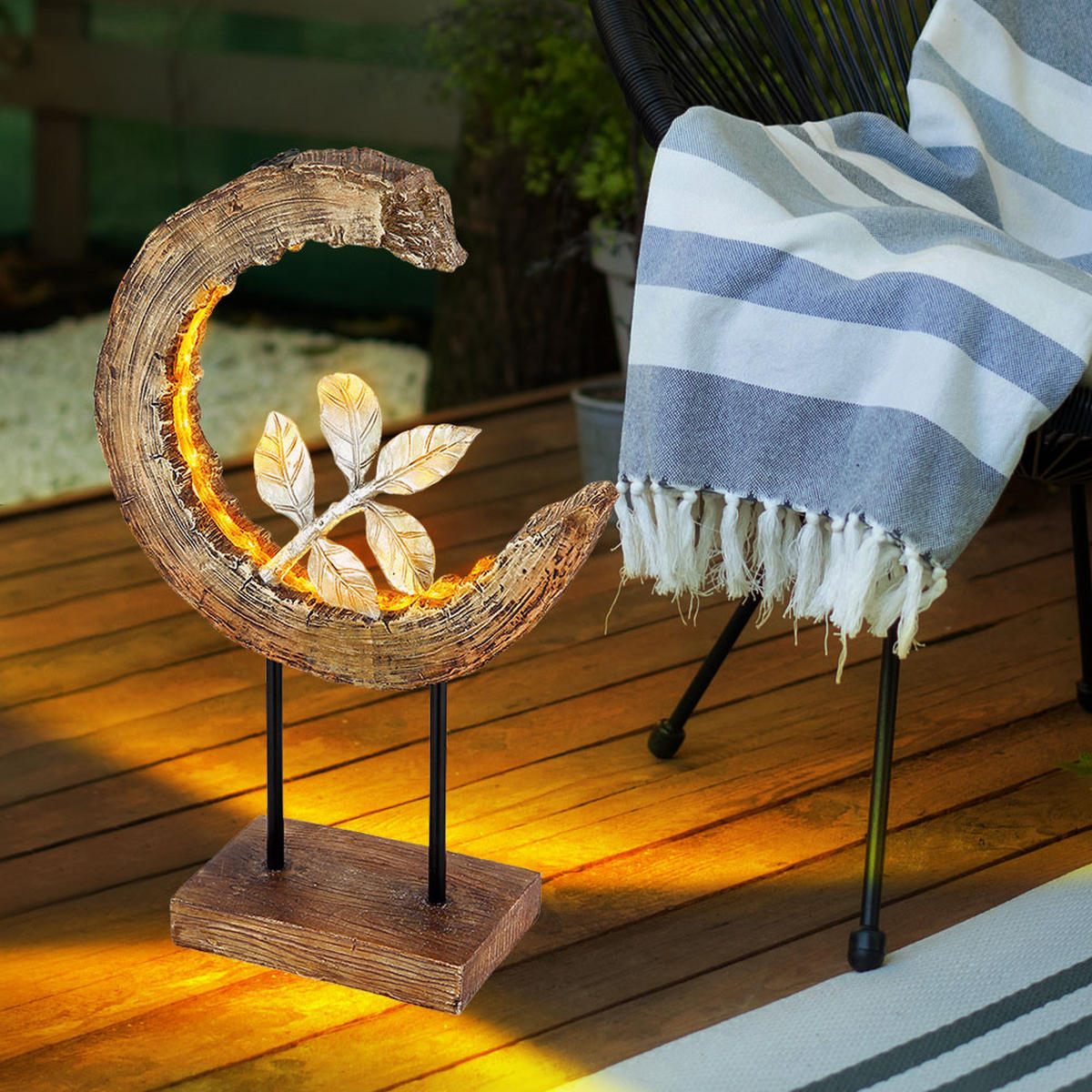 LED AUSSENLEUCHTE Holzoptik Braun - Braun, Metall (24/10/52cm) - Globo Lighting