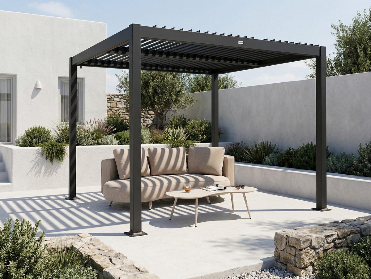 ZAHRADNÍ PERGOLA Černá Forno II - černá, kov (296/225/296cm) - Beliani