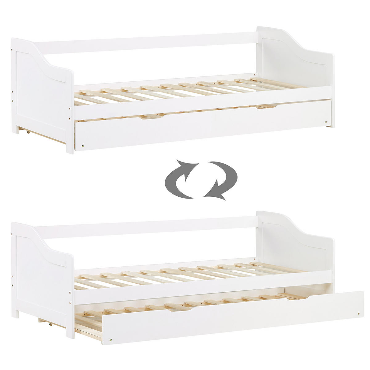TAGESBETT ausziehbar 90/200 cm Weiß - Weiß, Holz (90/200cm) - Homestyle4u