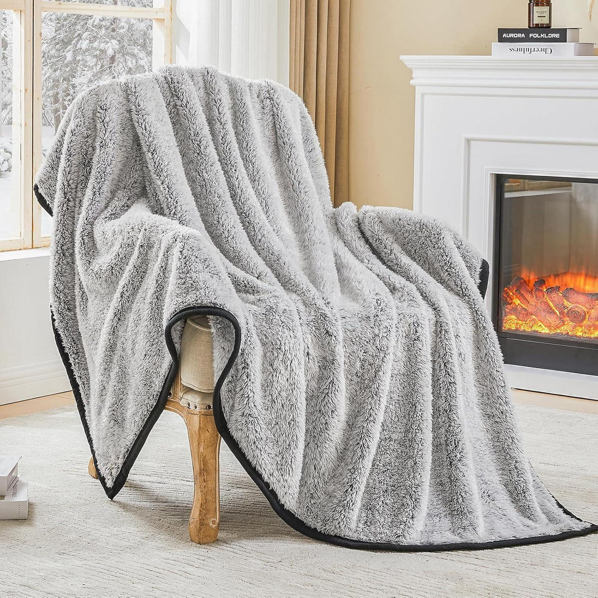 KUSCHELDECKE Sherpa Wendbar 228 x 228 cm Schwarz - Grau, Textil (228/228cm)