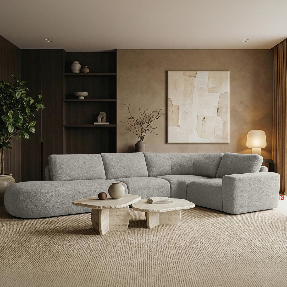 ECKSOFA LINKS ZUCCO, Hellaschgrau - Hellgrau, Holz/Holzwerkstoff (224/373cm) - KONSIMO®