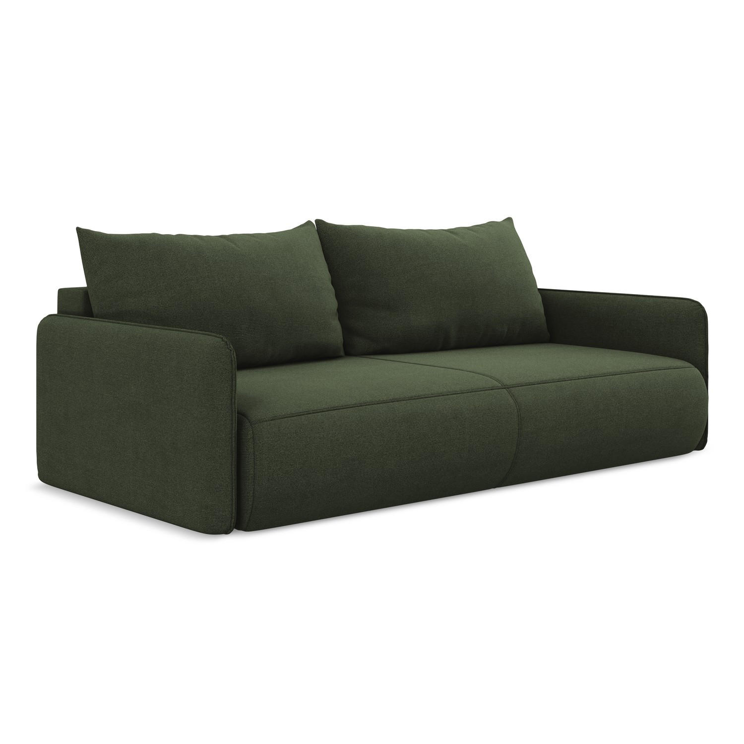 3-SITZER SOFA mit Schlaffunktion Strukturstoff Stoff Grün - Schwarz/Olivgrün, Kunststoff/Textil (216/86/105cm) - LaMiaSofa