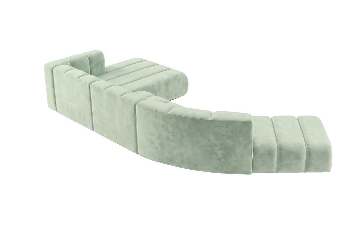 ECKSOFA Modulares In L-Form, Velvet-Stoff Riviera, Mintz, Links, GRAND Round - Mintgrün, Holz (445/179cm) - Kaiser Möbel