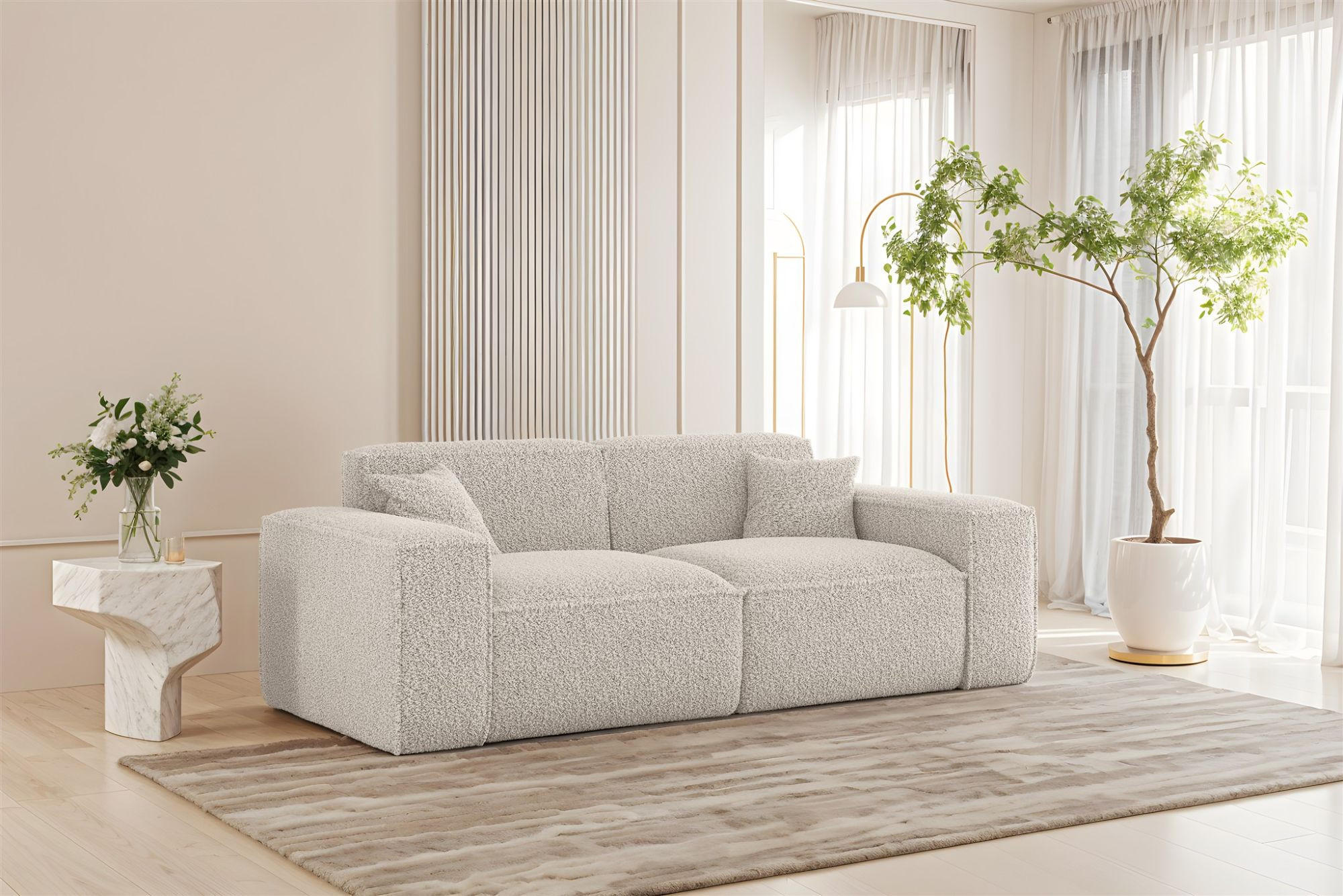 SOFA 2-sitzer Celes Premium In Sven - Weiß, Holzwerkstoff/Textil (182/73/90cm) - Fun Möbel