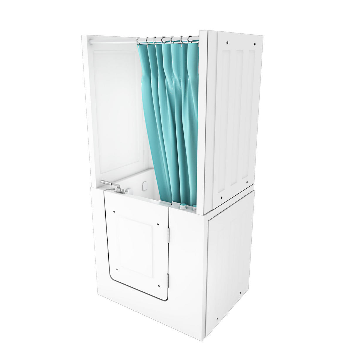 SENIORENDUSCHE Wanne Whirlpool S02D-WP-A-R 78x100x205cm - Weiß, Glas/Kunststoff (78/100/205cm) - AcquaVapore by Sandra Jentho