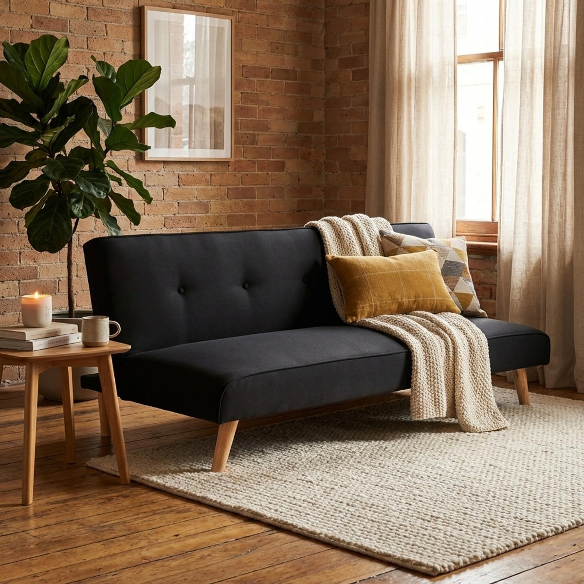 SCHLAFSOFA Larimar - Schwarz - Schwarz, Textil (178/70/82cm) - Pasmara