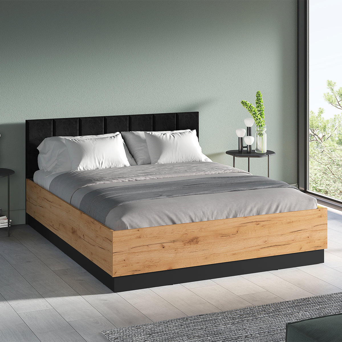BOXSPRING POSTELJA 160/200 Solal Les - rjava, leseni material (160/200cm) - Petits-meubles