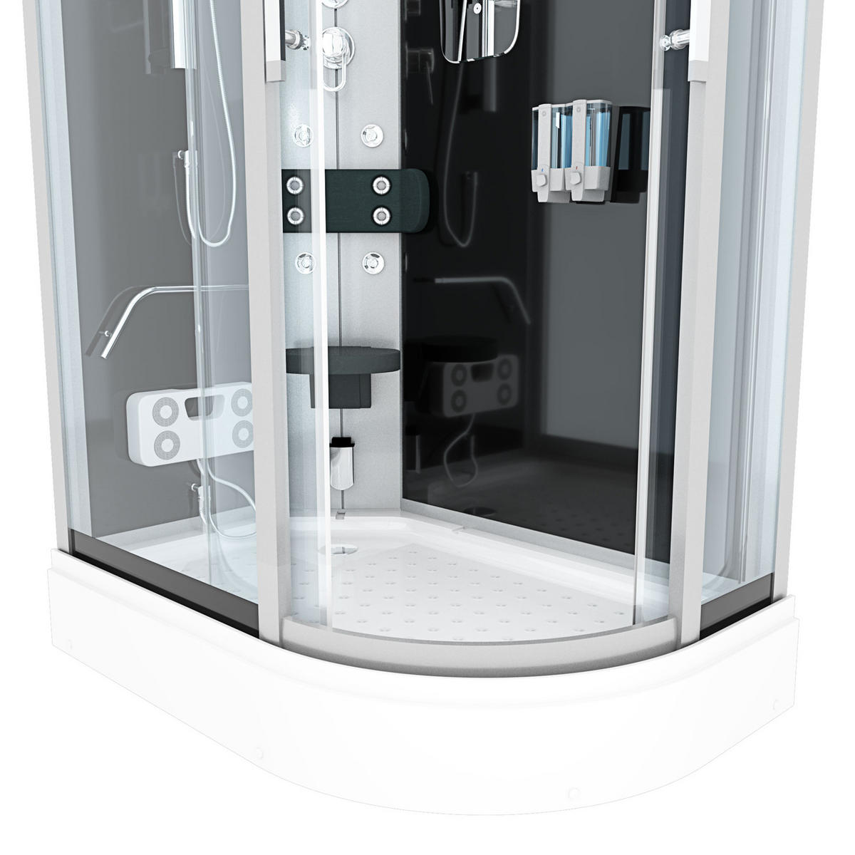 DUSCHE Duschkabine D60-73T0R Schwarz 80x120 - Schwarz, Glas/Kunststoff (80/120/215cm) - AcquaVapore by Sandra Jentho