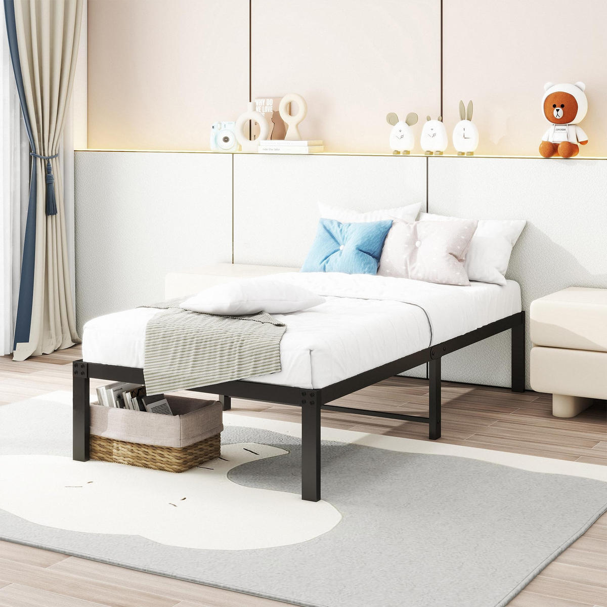 METALLBETT 90/200 cm DE-33035 mit Stauraum und geräuschlos Schwarz - Schwarz, Metall (90/200cm) - ComfortXL