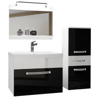 BADMÖBEL Badezimmer Schwarz/ Weiß, Glänzend - Schwarz/Weiß, Holz (100/81/40cm) - B BELINI GROUP