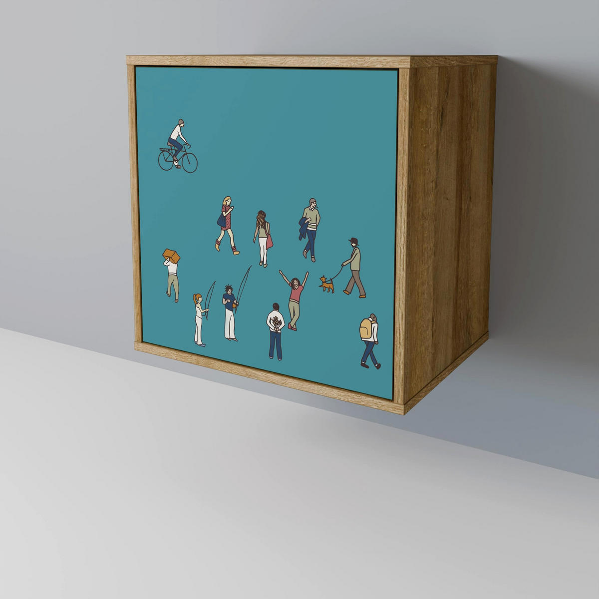 SIDEBOARD COLLECTIVE STREAM, Eichefarben, 57,5x42x77,5 cm, Schräge Buchenholzfüße - Eichefarben/Buchefarben, Holzwerkstoff/Buchenholz (57.5/77.5/42cm) - SpaceRebels