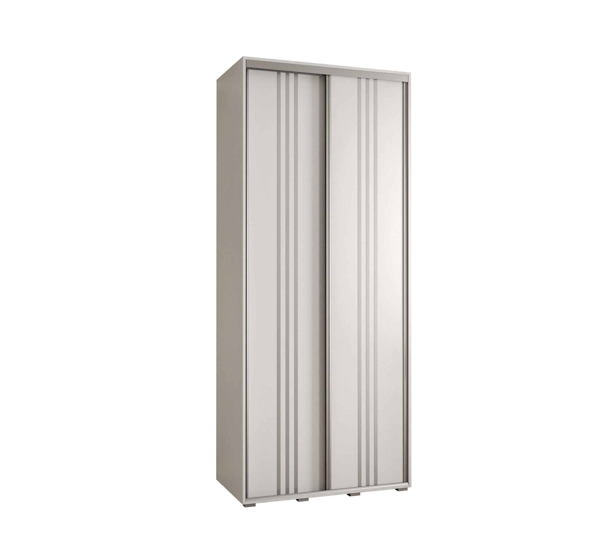 SCHWEBETÜRENSCHRANK 235,2/100/60 2-türig - Silberfarben/Weiß, Holz/Metall (100/235/60cm) - Abiks Möbel