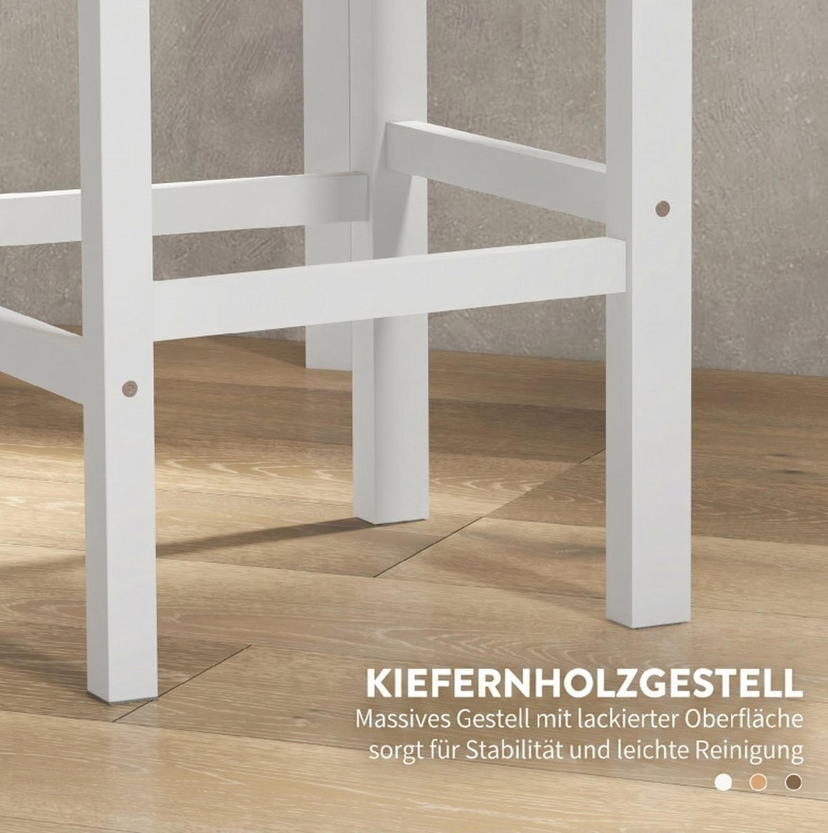 BARHOCKER 2er-Set aus massivem Kiefernholz mit Lehne und Fußstütze 41/46/97,5 cm - Naturfarben, Holz (41/97.5/46cm) - MIVRAY