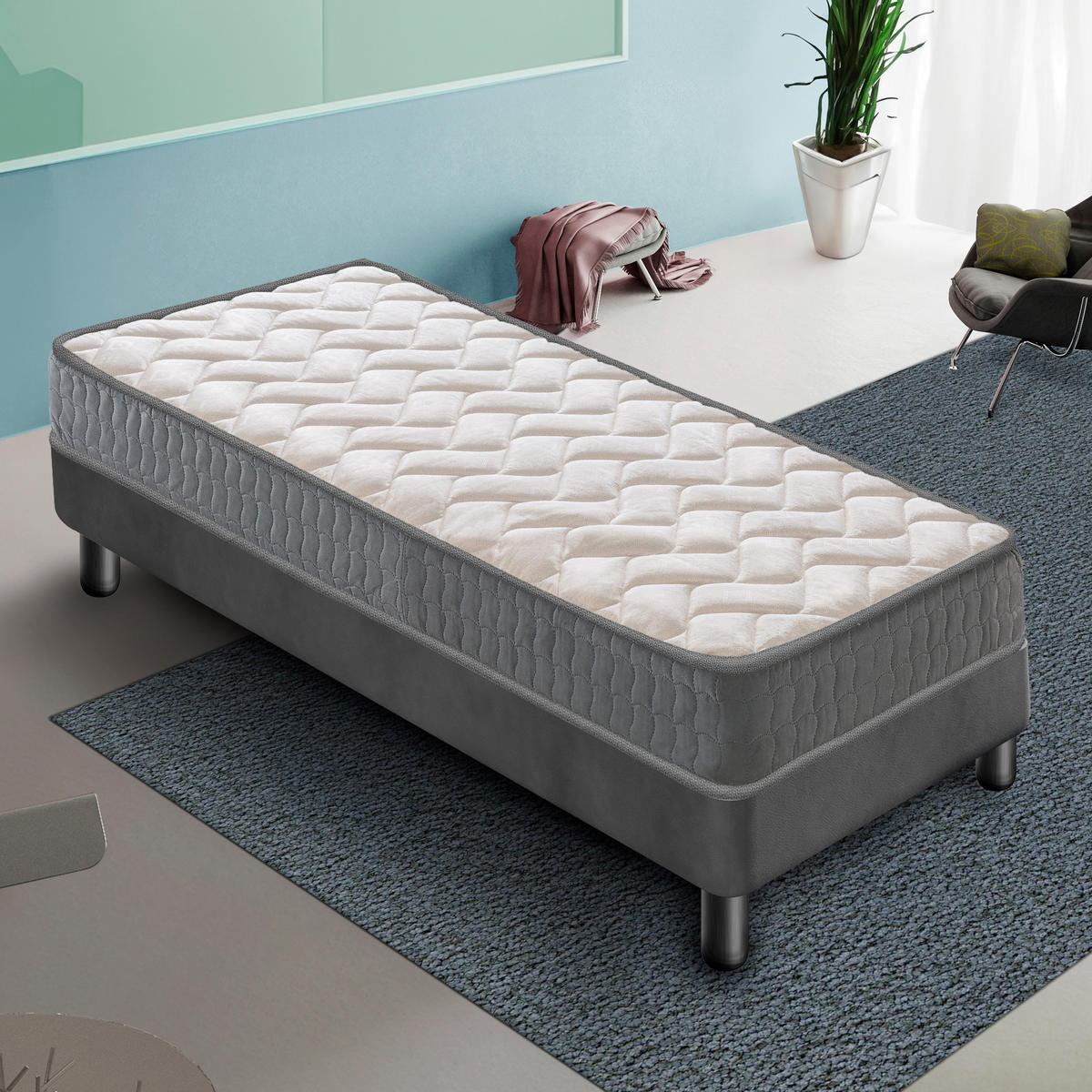 MATRATZE 90x200, Höhe 15 cm, Kaltschaum H3, LOUVRE - Weiß, Textil (90/200cm) - iLoveSleep