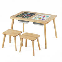 KINDERSPIELTISCH Quadrat natur(3-tlg) - Naturfarben, Holz (81/50/58cm) - COSTWAY