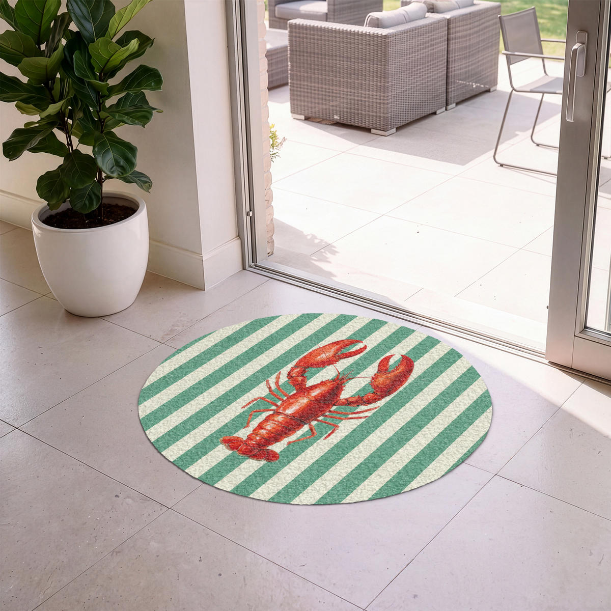 ROHOŽKA Rak - Pruhy - Realistické - Letní 90x90 cm - různobarevná, textil/umělá hmota (90/0.4cm) - MuchoWow
