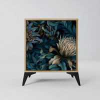 SIDEBOARD TWILIGHT BLOOM, Eichefarben, 57,5x42x70,5 cm, Schwarze Metall-Sternfüße - Eichefarben/Multicolor, Holzwerkstoff/Metall (57.5/70.5/42cm) - SpaceRebels