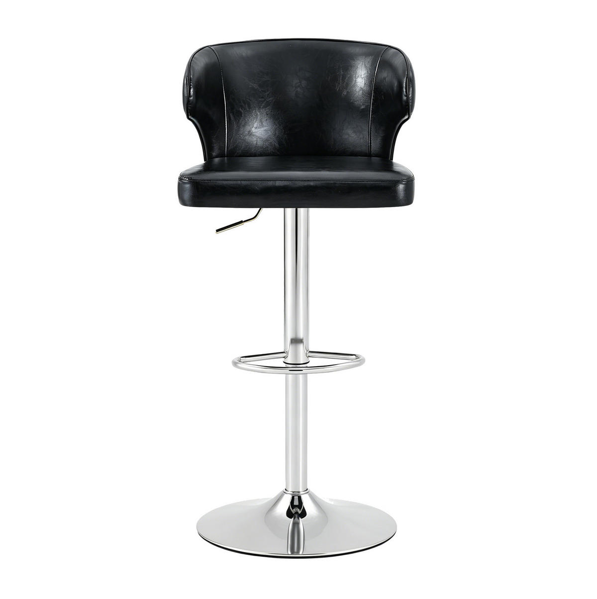 BARHOCKER mit Lehne, 360° drehbar, höhenverstellbar ca. 85–110 cm, Schwarz - Schwarz, Kunststoff (45/110/49.7cm) - MIVRAY