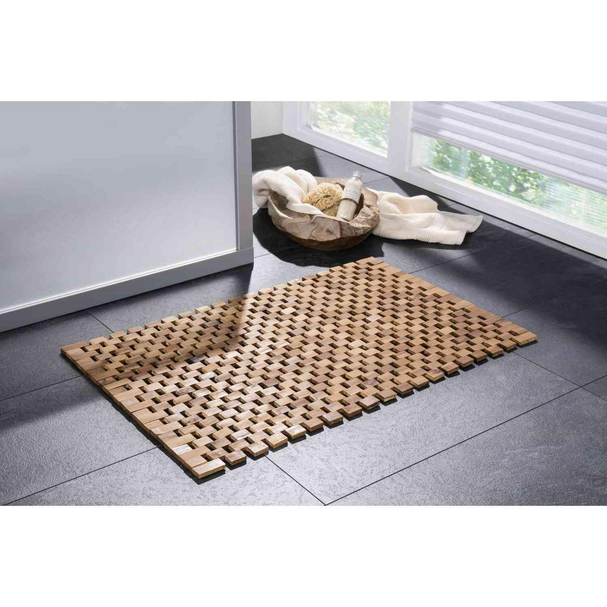 BADEMATTE AKAZIENHOLZ Duschvorleger - Naturfarben, Naturmaterialien (60/100cm) - WohnDirect