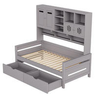 STAURAUMBETT 90/200 cm DE-01412, in Grau, mit 2 Schubladen und Staufächern - Grau, Holz (90/200cm) - ComfortXL