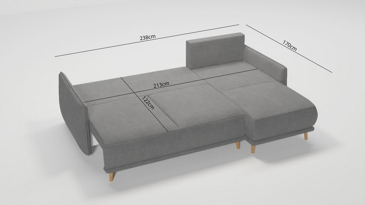 ECKSOFA Chroma Grau Luxusmicrofaser - Braun/Grau, Holz/Textil (238/170cm) - S-Style Möbel