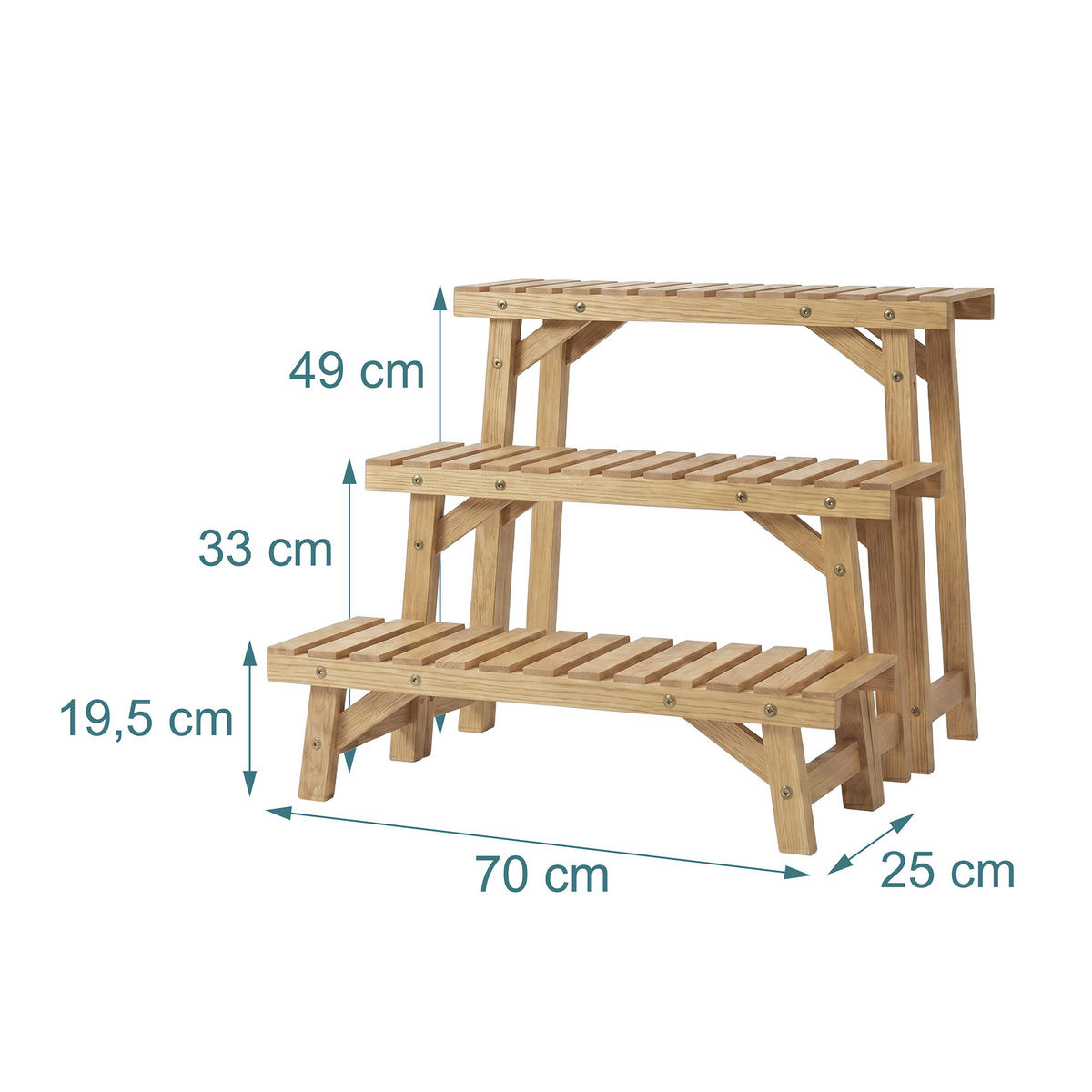 BLUMENSTÄNDER Natur 3er-Set Tannenholz 70x25 cm - Hellbraun, Holz (70/49/25cm) - Relaxdays