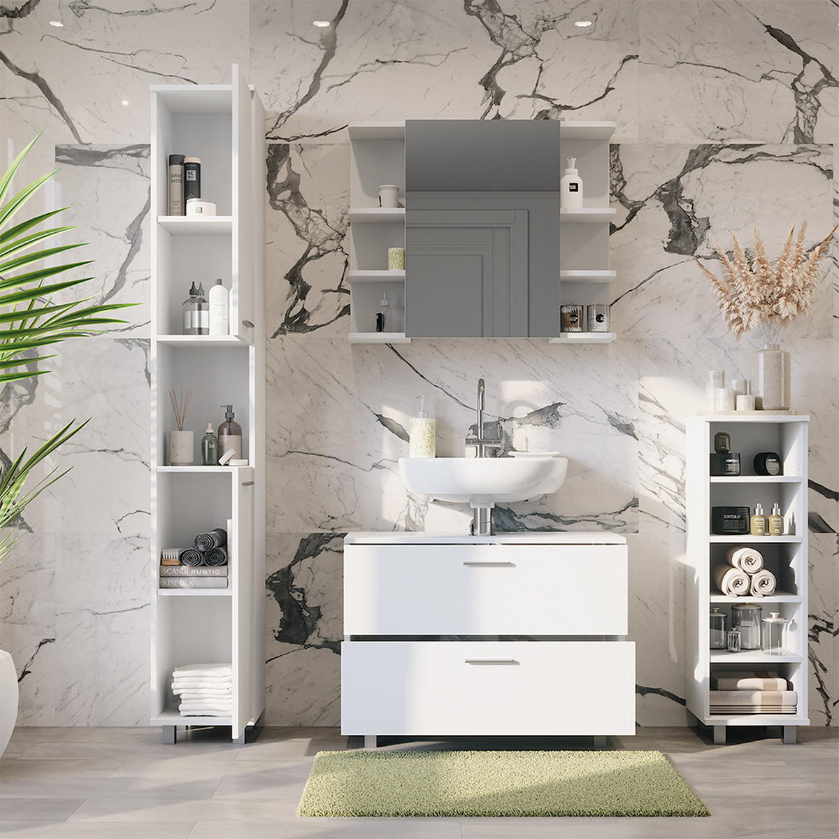 KOUPELNOVÝ NÁBYTEK Ilias Bílá - bílá, kompozitní dřevo (80.2/60.8/33cm) - Vicco