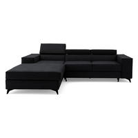 ECKSOFA PURE S Links mit Schlaffunktion 127x215 Velours Graphit - Graphitfarben/Schwarz, Holz/Textil (281/204cm) - Muffo