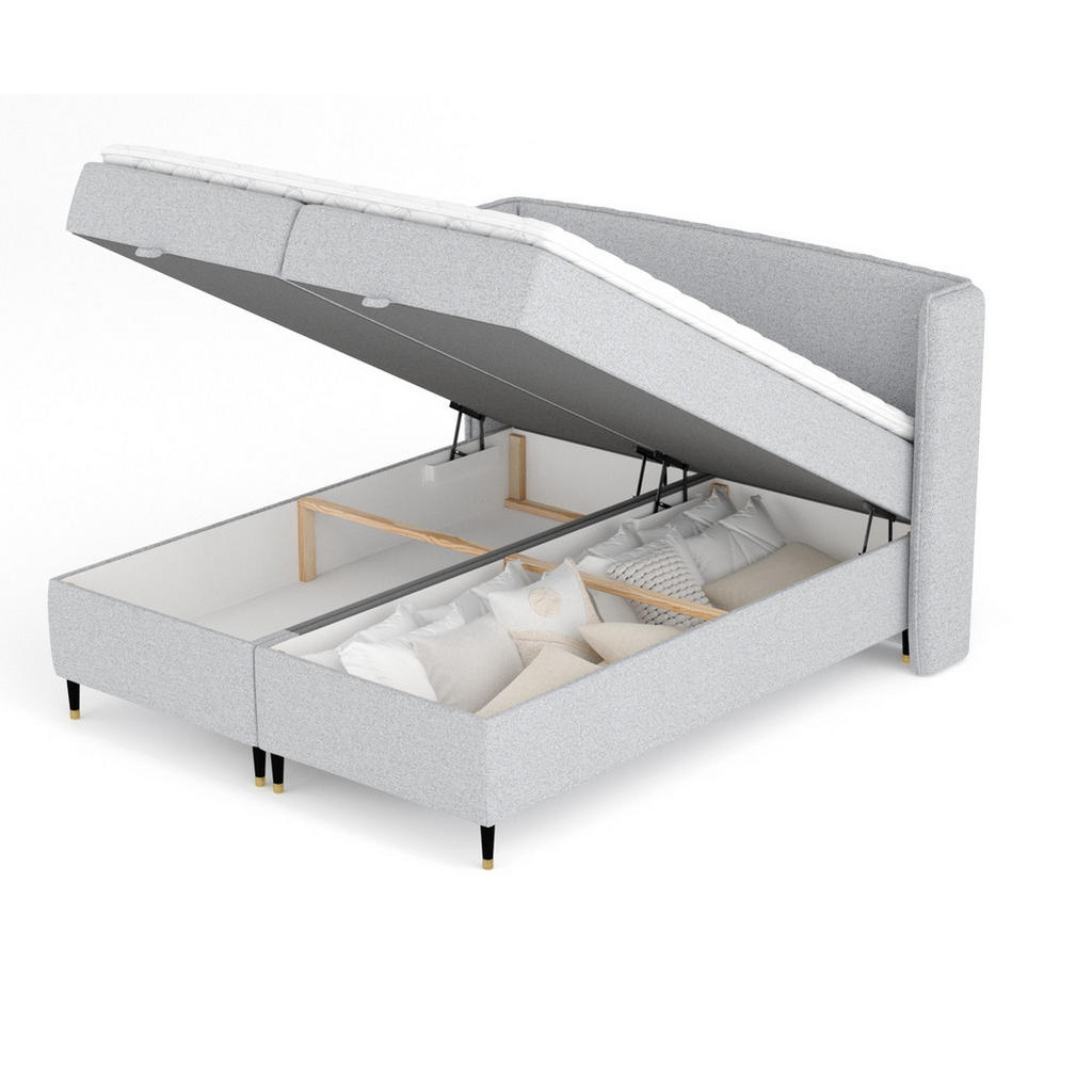 Thumbnail - Maison de Reve Boxbett, Hellgrau, Textil, Buche, Kiefer, H3, Höhe ca. 19 cm, 180x200 cm, FSC 100%, Made in EU, Oeko-Tex®...