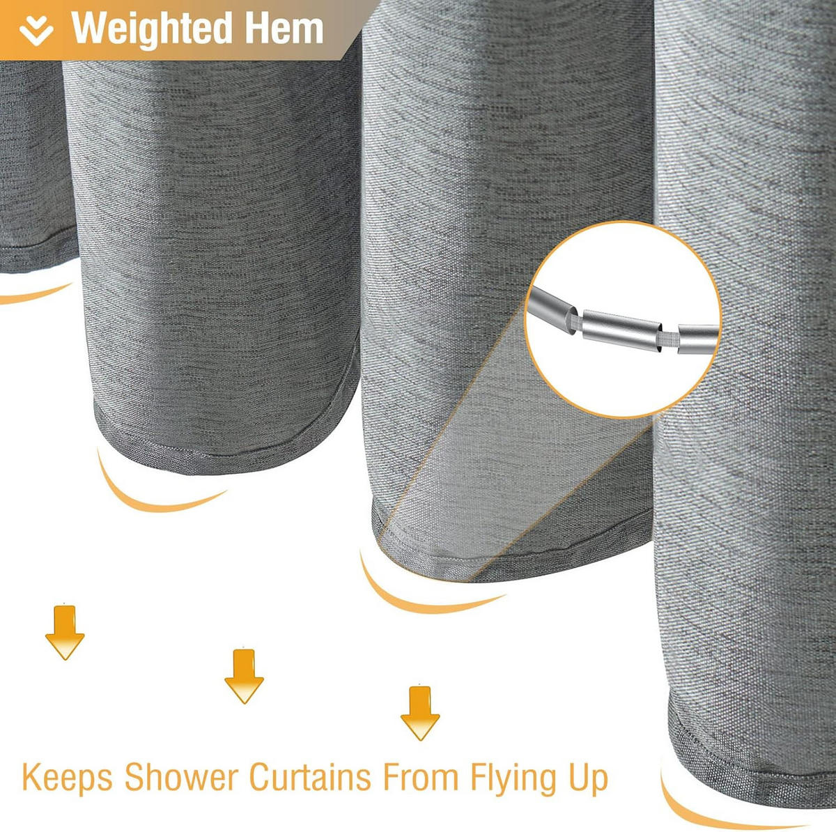 DUSCHVORHANG, Grau, Leinenoptik, 200 x 200 cm - Grau, Textil (200/200cm)