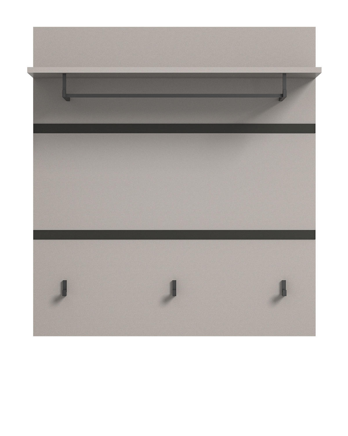 GARDEROBENPANEEL grau, schwarz 85 cm, Wandgarderobe mit Kleiderstange - Schwarz/Grau, Holzwerkstoff/Metall (85/93/25cm) - Inn.Furn