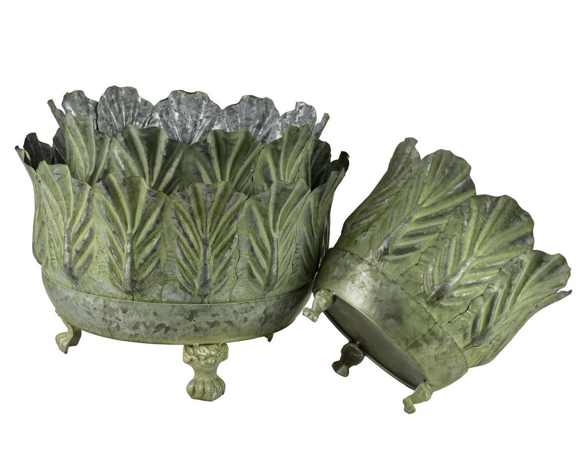 BLUMENTOPF Marina 3er Set Grün 41/41/28 cm Metall - Grün, Metall (41/28/41cm) - Mondex