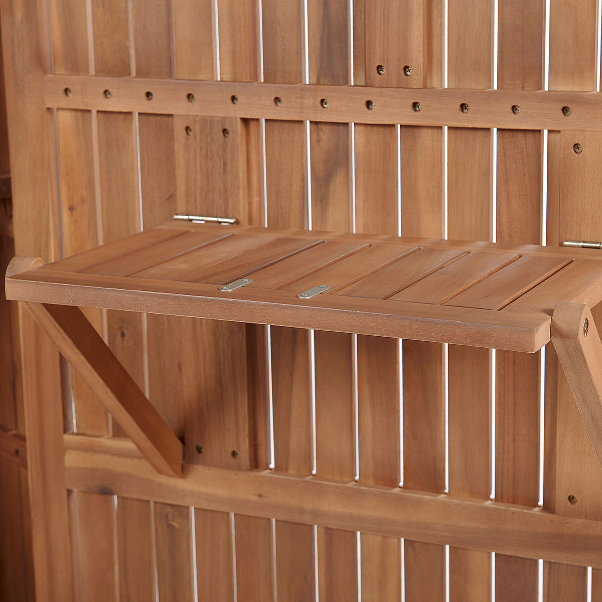 GARTENSCHRANK Akazienholz braun 200/100 cm Savoca - Braun/Grau, Holz (100/200/40cm) - Beliani