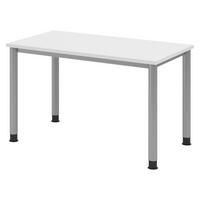 SCHREIBTISCH Serie-H (Mini) 67,2/120/74 cm in Weiß/Silberfarben - Silberfarben/Weiß, Holzwerkstoff (67.2/120/74cm) - bümö