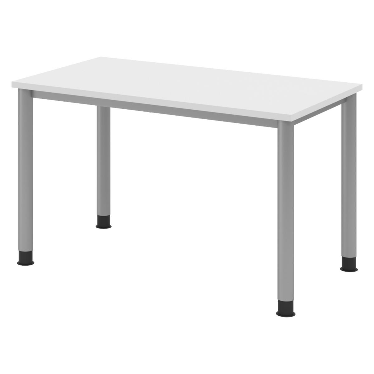SCHREIBTISCH Serie-H (Mini) 67,2/120/74 cm in Weiß/Silberfarben - Silberfarben/Weiß, Holzwerkstoff (67.2/120/74cm) - bümö