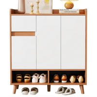 SCHUHSCHRANK 90/35/99 cm in Weiß/Natur mit verstellbaren Einlegeböden - Weiß, Holzwerkstoff (90/99/35cm) - Flora Grace