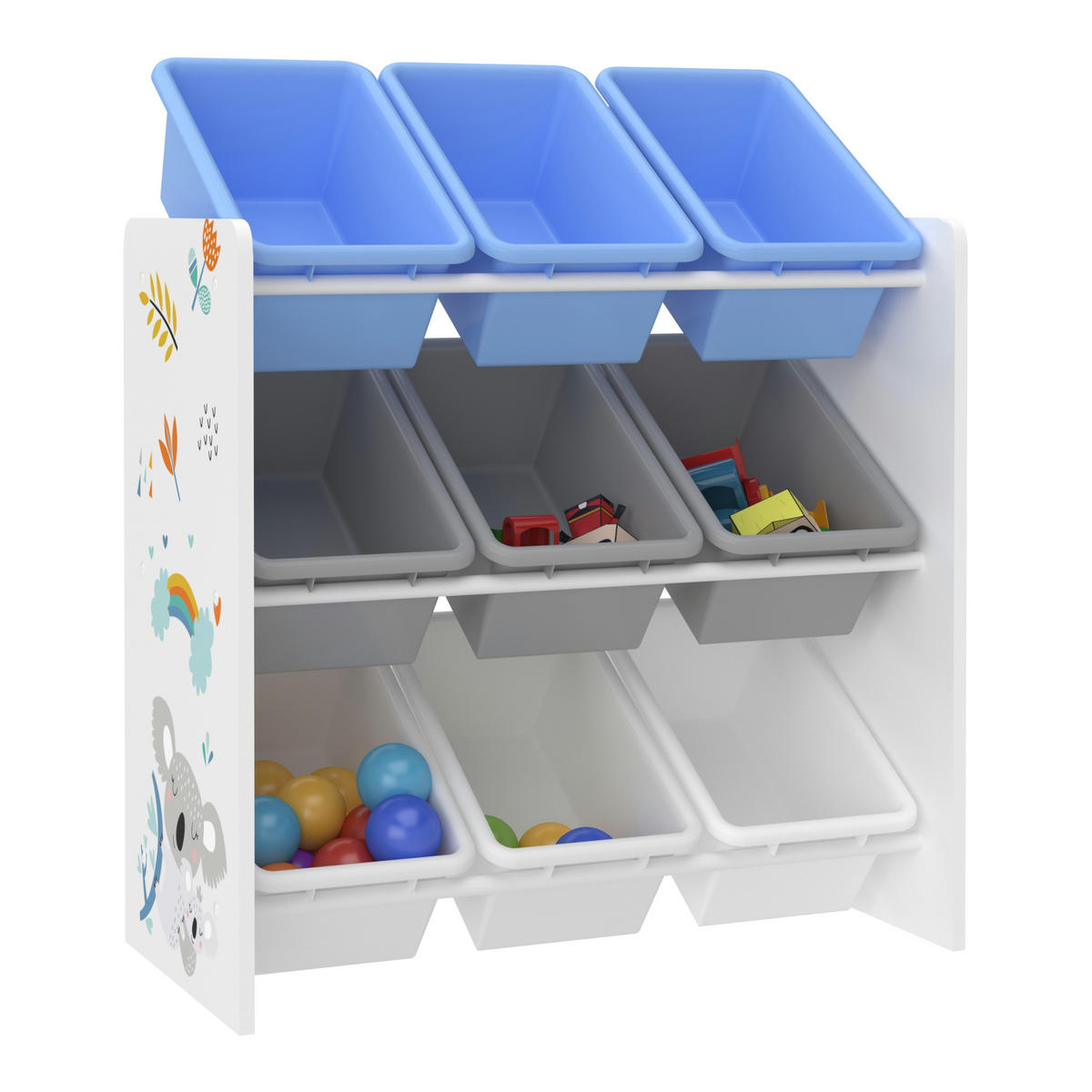 KINDERREGAL Muxía - Blau/Weiß, Holzwerkstoff/Kunststoff (62/60/26.5cm) - [en.casa]